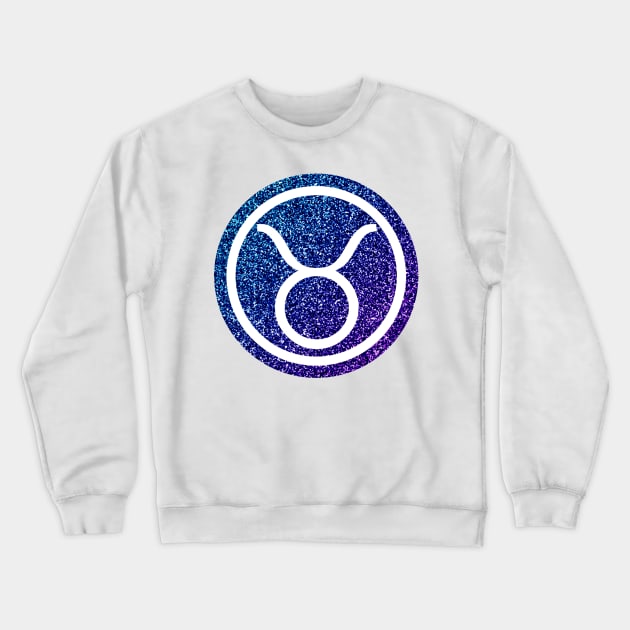 Blue Purple Glitter Zodiac - Taurus Crewneck Sweatshirt by BiscuitSnack